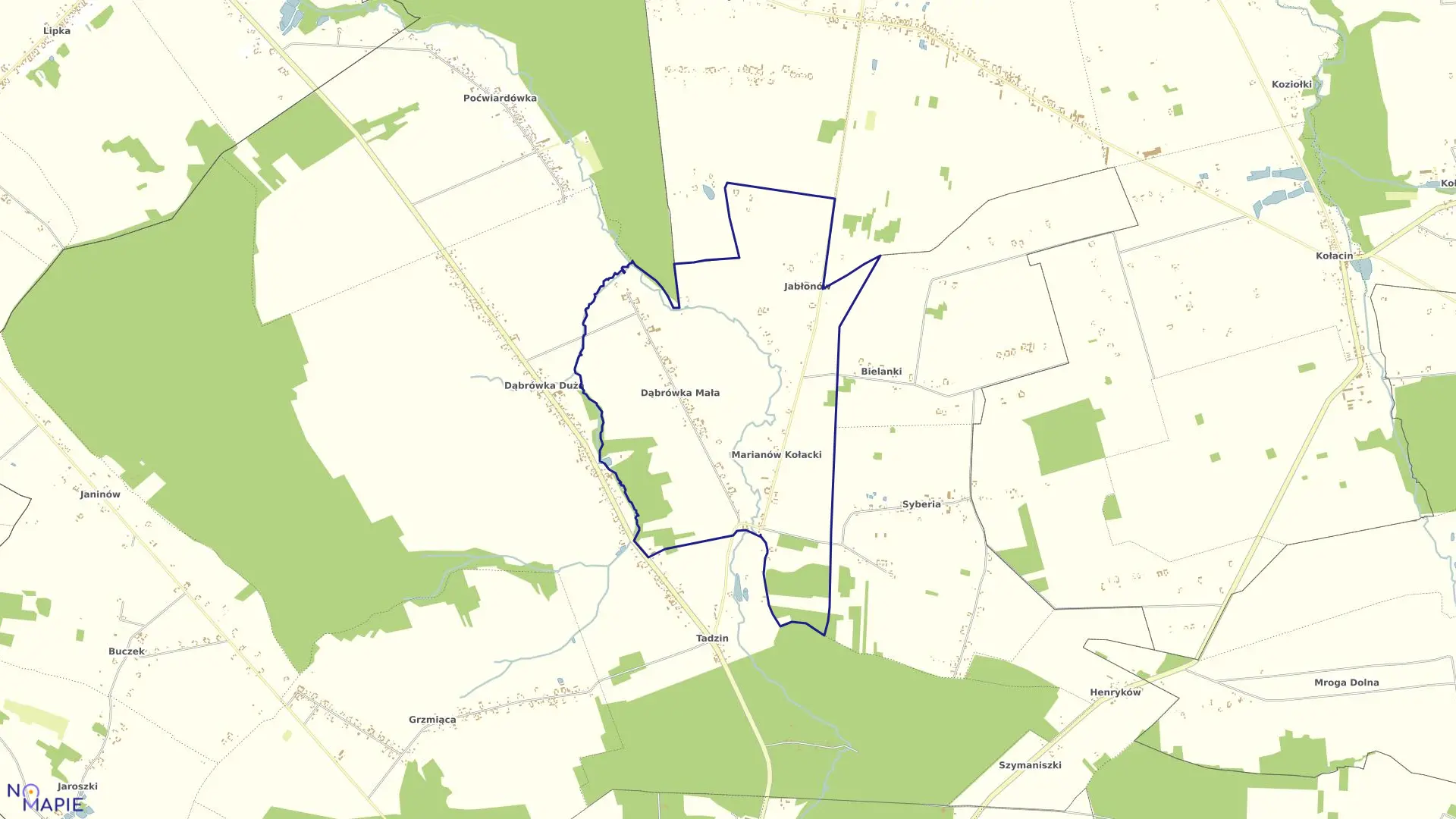 Mapa obrębu DĄBRÓWKA MAŁA w gminie Brzeziny