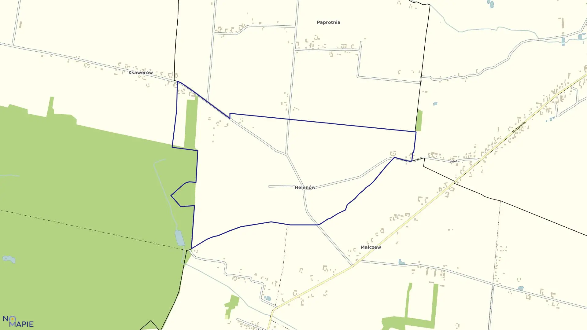 Mapa obrębu HELENÓW w gminie Brzeziny